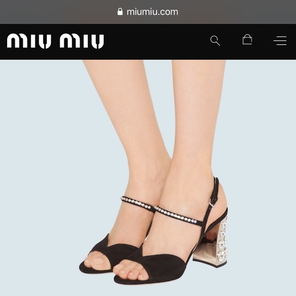 Miu Miu Crystal Suede Sandal - Picture 5 of 5